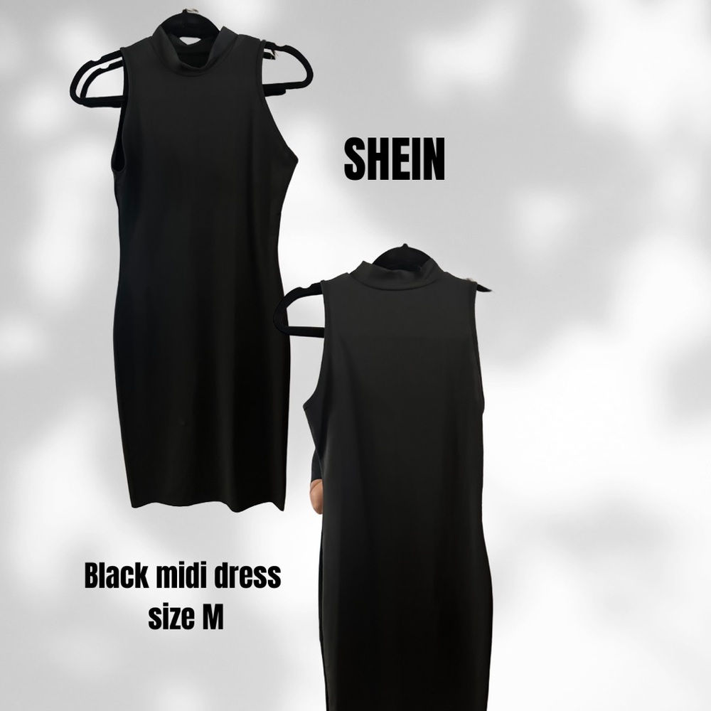 SHEIN Black Midi Dress
